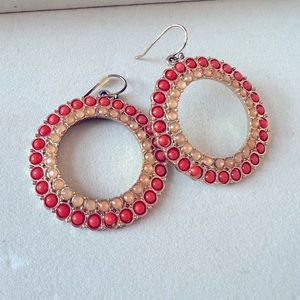 Orange & Gold Circle Dangling Earrings